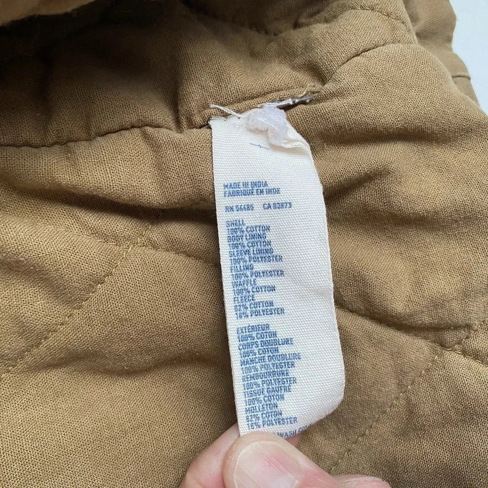 Vintage American Eagle Hooded Utility Field Jacket Size L Brown Canvas Military
